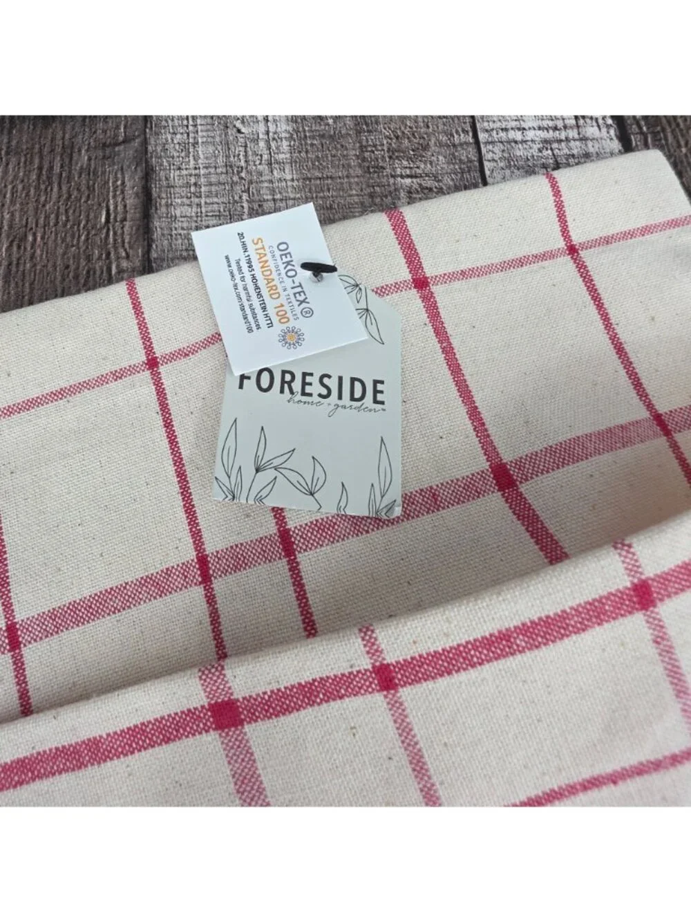 Foreside Riley Plaid Tea Towels 2 Piece Cream Red Blue Cotton Boho Farmhouse New